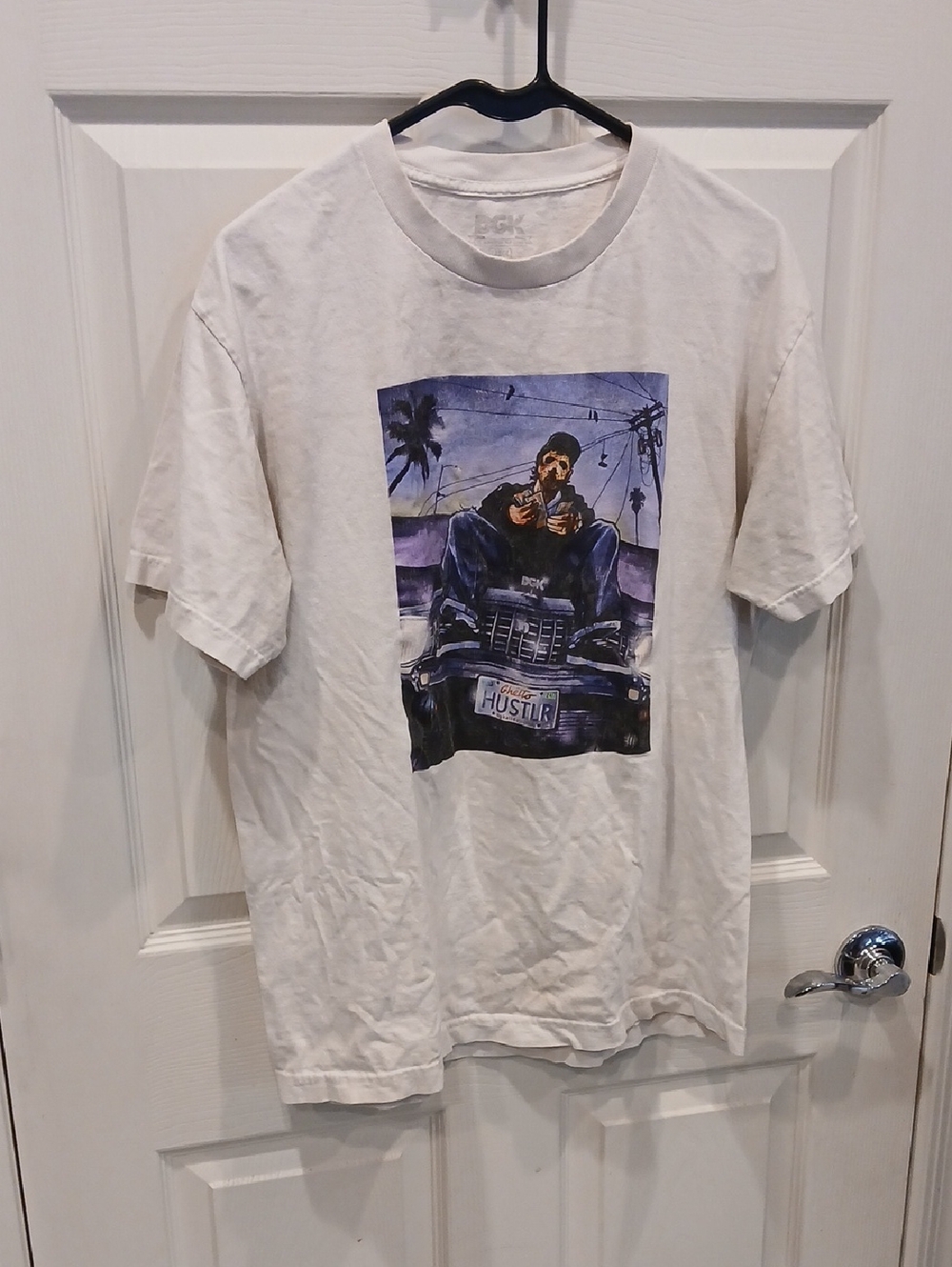5/25 DGK White Short Sleeve Graphic Tee with Purple Car Artwork